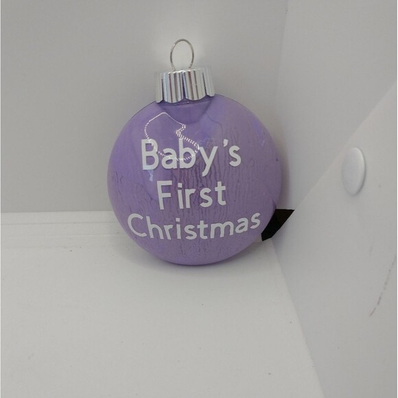 Hand Crafted Baby's First Christmas Decorations Ornament Plastic Bulb Purple - Picture 2 of 7